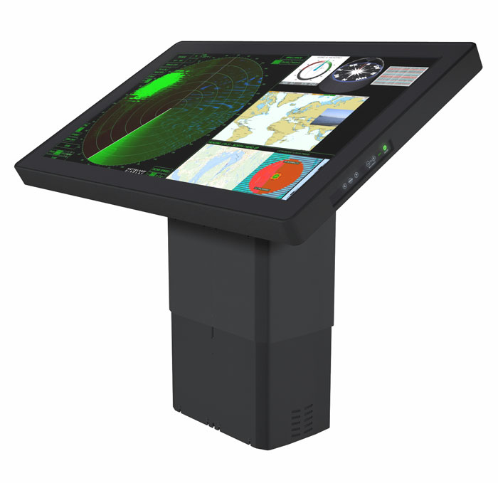 Hatteland 55in 4k UHD touch screen type approved screen on adjustable chart table pedestal